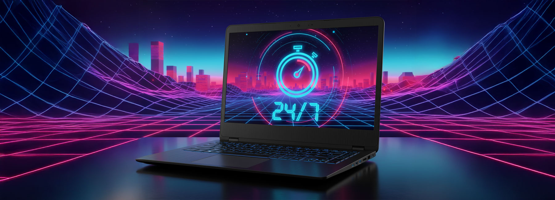 SecureEndurance laptop with stop watch clock