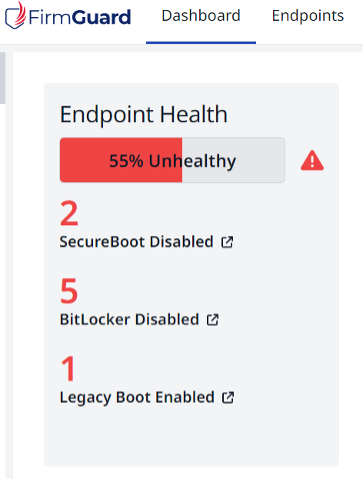 FirmGuard endpoint health screenshot